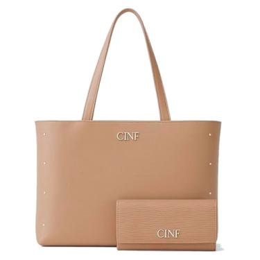 Imagem de Bolsa Sacola Grande Universitária + Carteira Kit Com 2 peças (Amêndoa)