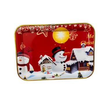 Imagem de Bandeja Retangular Estampa Natal 30x21cm Prato borda dourada