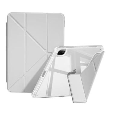 Imagem de Capa Y dobrar HD acrílica magnética compatível IPAD 10.2 10.5 POL 10 geração A16 7 8 9 AIR 3 com slot para caneta -SIR(cinza claro,IPAD 10 /A16)