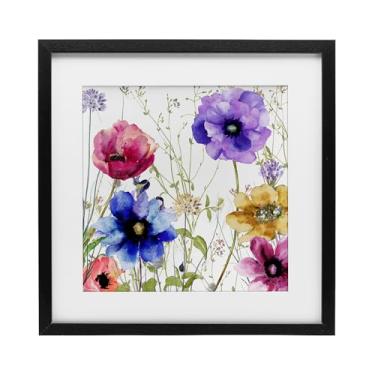 Imagem de Stupell Industries Impressão emoldurada cinza de flores de jardim de primavera moderna sob vidro, design por Sasha, 13 x 13