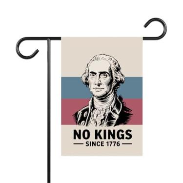 Imagem de Bandeira de jardim No Kings Since 1776 - Bandeira patriótica de George Washington - Bandeira anti-monarquia - Sinal de ativista de direitos humanos - Antipresidente sutil - Ideia de decoração ao ar