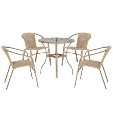 Imagem de 04 Cadeiras Floripa E Mesa Roma 100cm Fendi Trama Original Rami