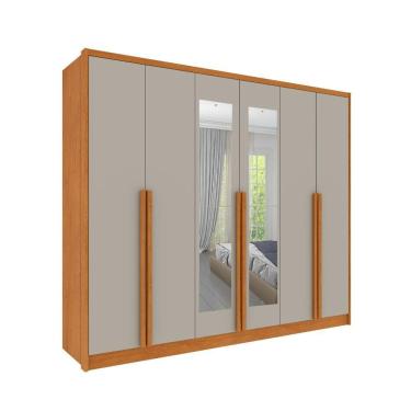 Imagem de Roupeiro Realeza Com Espelho 6 Portas Tcil Cinamomo-off