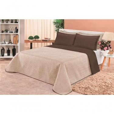 Imagem de Cobre Leito Dupla Face Queen Clara 03 Peças - Marrom/caqui