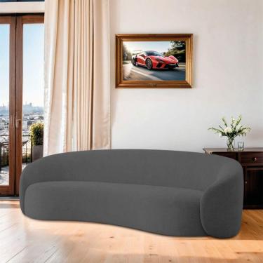 Imagem de Sofá Orgânico Luxo Recepção 250cm Amore Linho Cinza Escuro