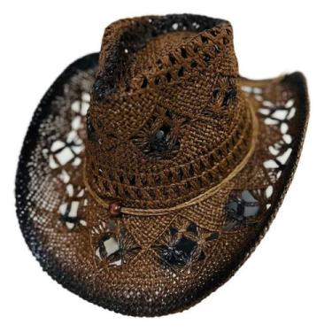 Imagem de Chapéu Country Marrom e Preto Sertanejo Rodeio Shows Peão Cowboy Uniss