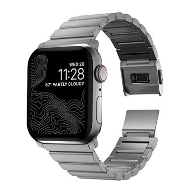Imagem de Pulseira de titânio para Apple Watch v2 de 45 mm, pulseira de titânio ultra relógio com elos ajustáveis e terminais integrados, pulseira para Apple Watch Ultra 1-3, compatível com Apple Watch séries 1