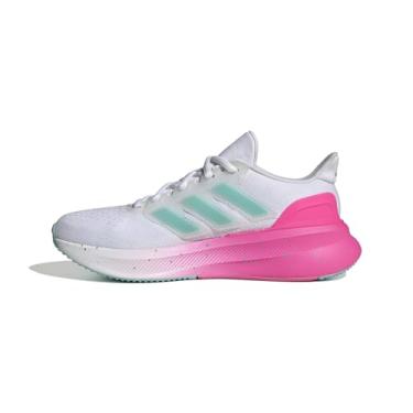 Imagem de adidas Tênis infantil unissex Ultrarun 5, Branco/Flash Aqua/Rosa lúcido, 18