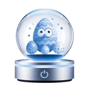 Imagem de YummyCarrot Luz noturna com bola de cristal de ovo de Páscoa 3D, presentes para crianças, ele, seu namorado, namorada, 8 cm