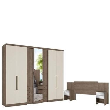 Imagem de Guarda Roupa Casal Absolut Clear Glass 7 Portas Rustic Off White e Cab