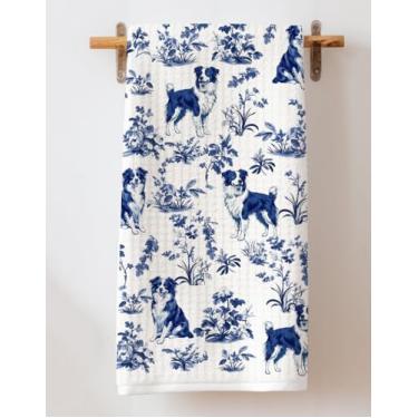 Imagem de Toalha de cozinha para cachorro pastor australiano Toile De Jouy - Inspirado na decoração de cozinha Toile De Jouy - Presente de toalha de prato para mulheres - Amantes de pastor australiano no dia