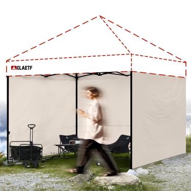 Imagem de CLAETF Toldo instantâneo para cobertura solar de 3,5 m x 3 m, barraca com paredes laterais, tecido Oxford 210D com 99% de proteção UV à prova d'água, barraca pop-up comercial/ternos. (Cáqui, 3 paredes