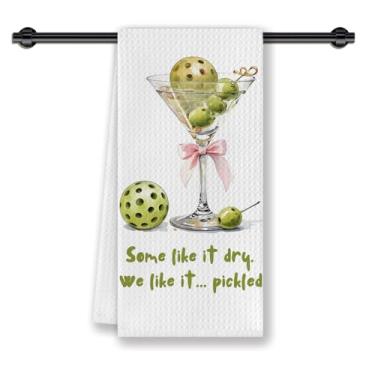 Imagem de CosxHabitat Pickleball Martini Presentes Toalhas de prato de cozinha para mulheres, Pickleball Cocktail Party Bar Toalhas de chá de mão para cozinha decoração de banheiro, 40,6 x 61 centímetros