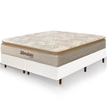 Imagem de Cama Box King Size Branca Colchão Mendoza Molas Ensacadas Pillow Top 1