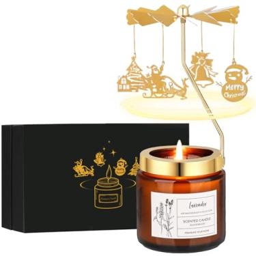 Imagem de Presentes de vela de Natal para mulheres, velas perfumadas de lavanda rotativa para mãe, esposa, aniversário, Dia dos Namorados, Natal, presente de aniversário exclusivo para irmã e namorada com caixa