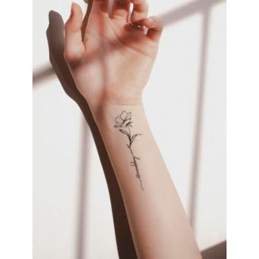 Imagem de 9 peças sortidas criativo borboleta floral frase em inglês outros adesivos de tatuagem de padrão pequeno tatuagens festivais presente de feriado pulso braço ombro pescoço clavícula temporária