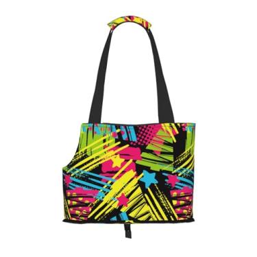 Imagem de OEDTF Bolsa de transporte para cães, alça de grafite para cães e gatos, respirável, impermeável, resistente ao desgaste, dobrável, bolsa de transporte para filhotes, bolsa pequena para animais de