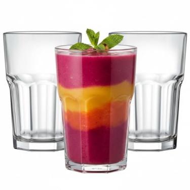 Imagem de Conjunto 3 Copos de Vidro 350ml Transparente — Vidro Resistente, Design Anatômico, Transparência Cristalina, Para Água, Sucos, Drinks, Uso Diário em Casa e Escritório