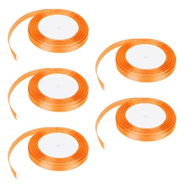 Imagem de Rolo de fita de cetim multiuso decorativo embrulho de presente DIY acessórios artesanais para festa de casamento caixa de presente bolo embrulho de doces poliéster 10 mm de (25#laranja vermelho)