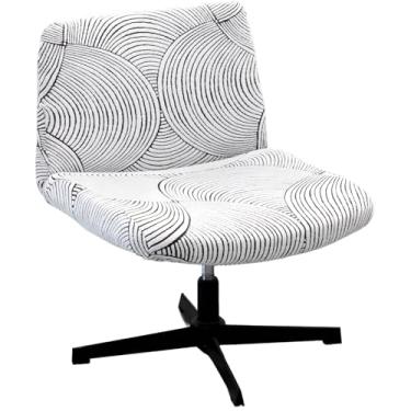 Imagem de FUANGUI Capa para cadeira cruzada, elástica com encosto médio, ampla e sem braços, capa de cadeira requintada para dormitório, casa, mesa, escritório, 05