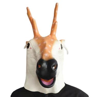 Imagem de Máscara Sika Deer Headgear Latex Full Face para festas e cosplay