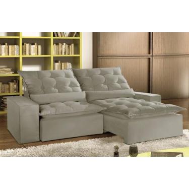 Imagem de Sofá Retrátil e Reclinável 2.50m Malta Movenzo Estofados, Bege, 250m, 