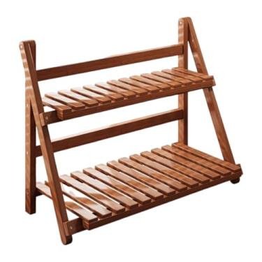 Imagem de RNXRZANK Suporte de Bambu para Plantas, Expositor de Vasos, Prateleira, Estável E Prática para Plantas, Organizador de Mesa para Balcão, Escritório, Castanho Escuro 50cm