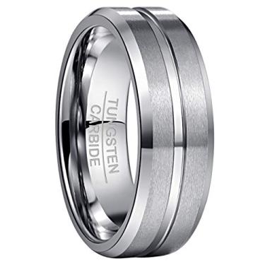 Imagem de Anel de carboneto de tungstênio NUNCAD masculino 8 mm azul e preto acabamento fosco borda chanfrada aliança de casamento tamanho 4 a 17