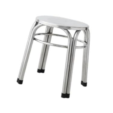 Imagem de IEUDNS Banco de bar redondo de metal, prático, fácil de limpar, sem encosto, redondo, de aço inoxidável, para áreas externas, escritório, casa, 29cmx47cm