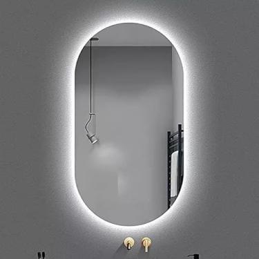 Imagem de Espelho Grande De Parede Oval Com Led Sem fio Orgânico Banheiro Sala Quarto Luz Quente E Fria (LED FRIO,40x50 CM)