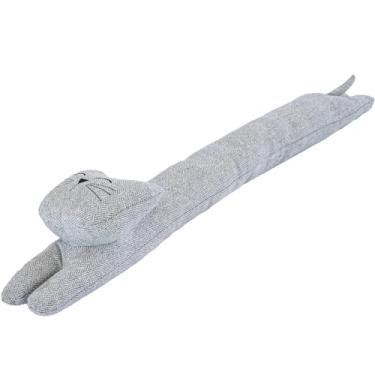 Imagem de Sanferge — Bloqueador de trava de porta resistente de 91,4 cm com 91,44 cm de comprimento, bloqueador de rascunho de porta à prova de som decorativo, proteção contra rasgos para economia de energia, Cat Gray