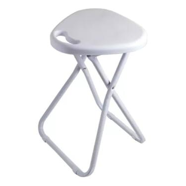 Imagem de Banqueta Alta，Banco Alto Dobravel Portatil, Banco Dobravel C/AlçA Até 80kg Essencial E PráTico(BRANCO)