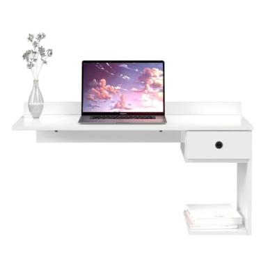 Imagem de Escrivaninha Penteadeira Mesa de Computador Suspensa Estudo Notebook (Branca)