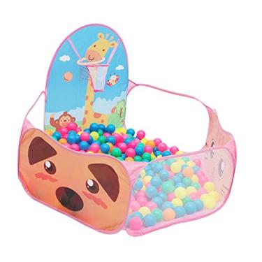 Imagem de Naroote Barraca de Brincar de Girafa de Desenho Animado Fofo para Crianças Com Cesta de Basquete para Crianças, Piscina Interna de Tecido de Poliéster para de 6 Meses a 5 Anos de Idade (Rosa)