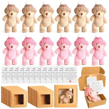 Imagem de 12 Pack My Little Worry Bears, Handmade Mini Plush Pocket Bear in A Box with Encouragement Card Aadorable Emotional Support Hugs Tiny Bear Positive Inspirational Gifts for Family Friend Coworkers