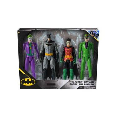 Imagem de 4 Bonecos Batman, Coringa, Charada E Robin De 30Cm - Batman