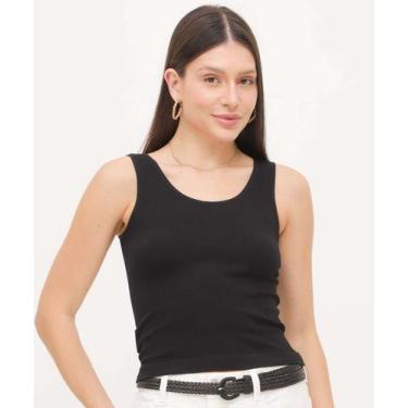 Imagem de Blusa Regata Feminina Sem Costura Canelada Marisa-49008, Preto, M