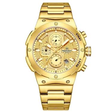 Imagem de Relógio De Quartzo Esportivo Militar Em Aço Inoxidável À Prova Da Água Impermeavel Dourado