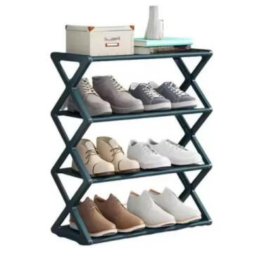 Imagem de Sapateira Estante Multiuso Calcados Brinquedos Objetos Lavanderia Quarto 4 Prateleira Verde