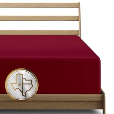 Imagem de TEXAS LINEN CO. Lençol Queen de Algodão Egípcio Premium Apenas – Lençol Queen com Bolso Extra Profundo de 56 cm (Borgonha), Fácil de Ajustar, Tecido de Cetim Refrigerante Macio, Lençol de Baixo de