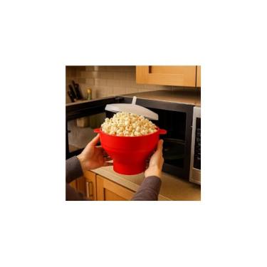 Imagem de Pipoqueira de Silicone Retrátil para Micro-ondas sem Óleo, 26x14.5cm, 280g, Preparo Rápido