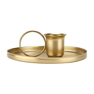 Imagem de Castiçal retrô de metal em ferro forjado, ornamento para decoração de casa, estilo vintage, peça central de mesa, casamentos, decoração de sala de estar, dourado, preto fosco, 4,1 (Ouro)