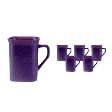 Imagem de Kit 6 Canecas Quadrada Fibra Madeira Lilás 250Ml - Bb Store