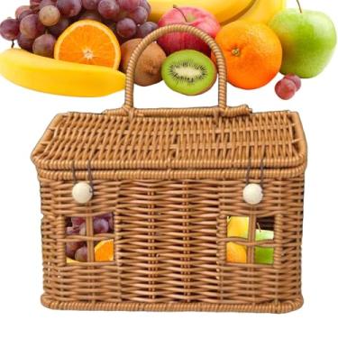 Imagem de Cesto de,Decoração Vintage para Casa em Forma de Casa - Recipientes de Armazenamento para Prateleiras | Para Banheiro Cozinha Lavanderia Quarto Bebé Brinquedos Acampamento Praia