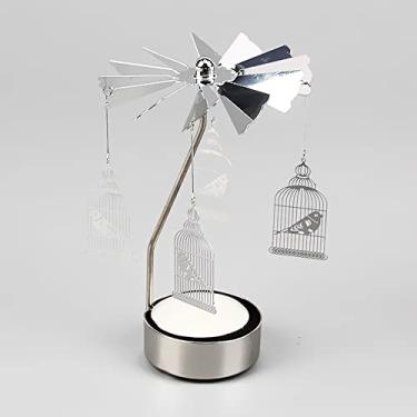 Imagem de Castiçais prateados rotativos românticos giratórios carrossel luz de chá suporte de vela jantar bar casamento festa N