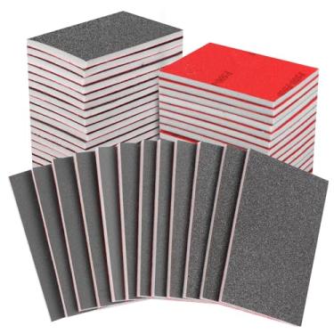 Imagem de Conjunto de esponjas de lixamento de 7,6 x 10 cm, bloco de lixadeira manual de espuma macia de gramatura 120-3000, gancho e laço, esponjas de lixamento secas úmidas para móveis de metal de madeira