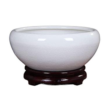 Imagem de YYBOES Vaso de cerâmica para lírio de água, vaso hidropônico grande, de cerâmica, lótus, cobre, moeda, grama, utensílio hidropônico, aquário, floral, decoração de casa