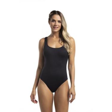 Imagem de Maio Regata Natação com Bojo Fixo - Cor de Cacau, GG, Preto