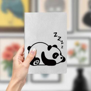 Imagem de Caderno de couro panda, caderno A5 para anotações de escritório, agenda de 21 x 14,7 cm, agenda, diário de viagem, coisas de panda, presentes para amantes de animais