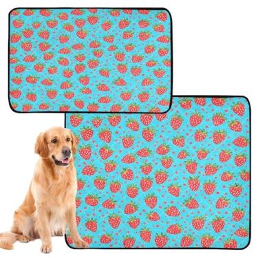 Imagem de CEBUGI Almofadas de xixi laváveis para cães, pacote com 3, almofadas impermeáveis para filhotes de cachorro, antiderrapante, à prova de vazamento, para cama de cercadinho, padrão de morango